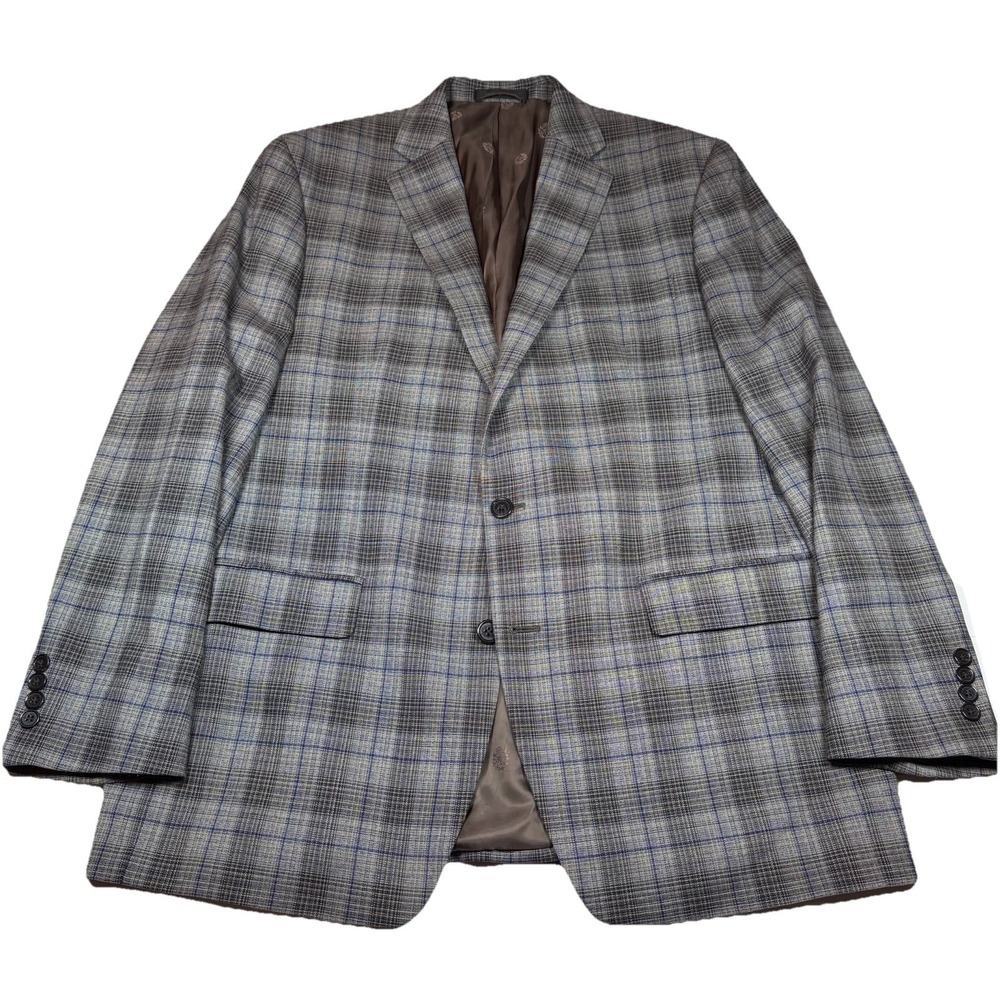 Lauren Ralph Lauren Glen Plaid Blazer 44L Grey Blue Polyester GUC RN90736